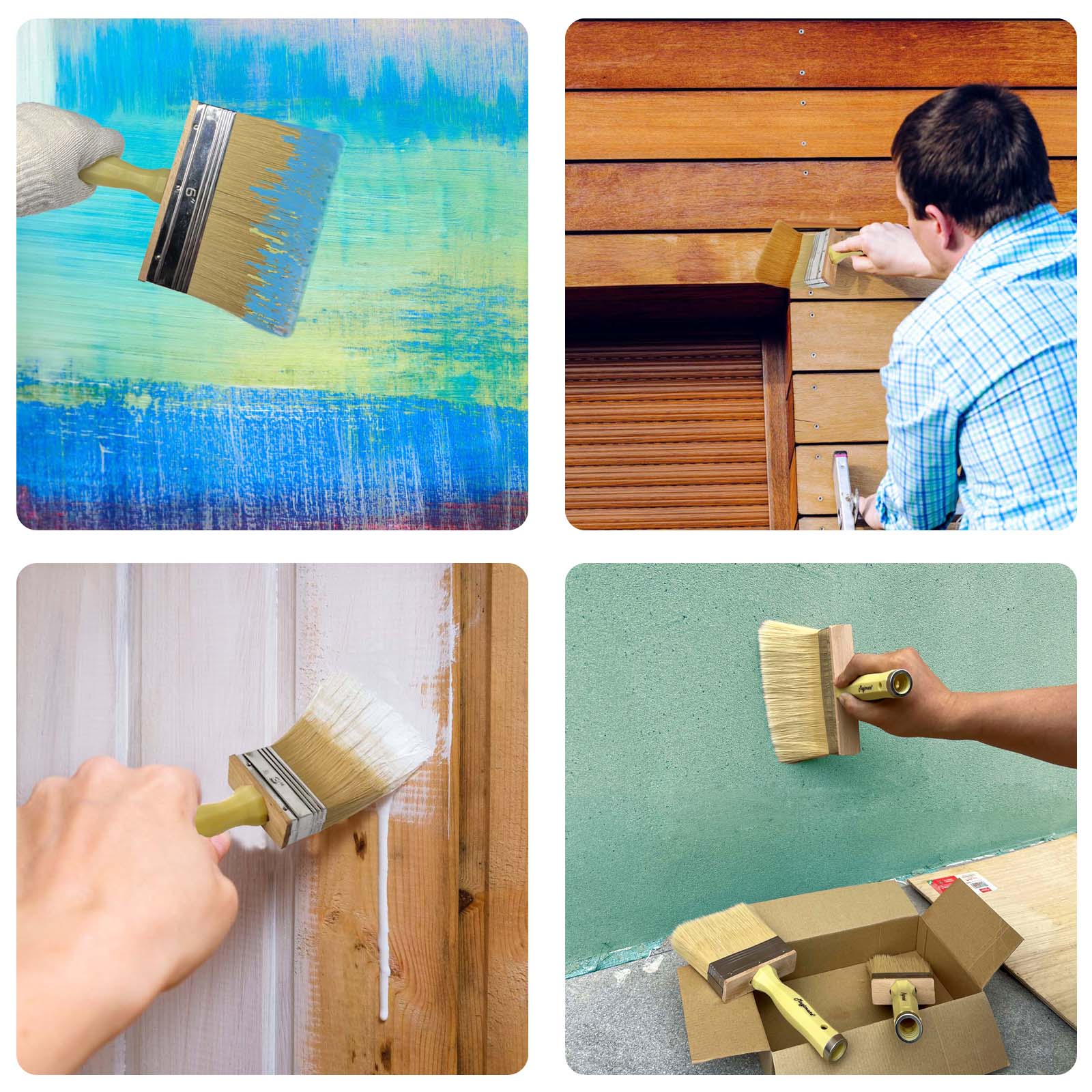 Magimate Deck Stain and Sealer Block Paint Brushes on Wood, Walls